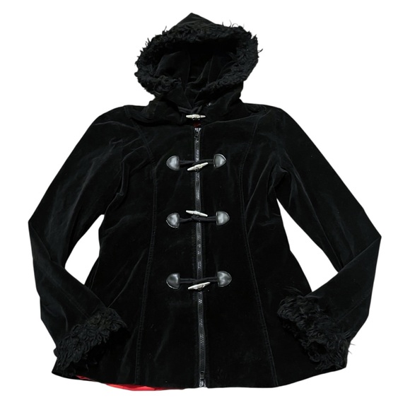 Tripp NYC Vintage Goth Velvet Fur Trim Coat - Picture 1 of 9